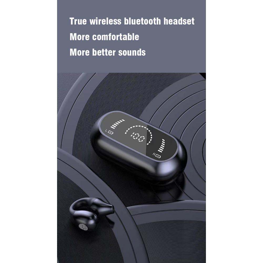 Kabelloses Ohrclip-Headset, Mini-BT-Headset zum Radfahren, Fahren und Laufen, Design mit offenem Ohr, Digitalanzeige, HiFi-Klangqualität