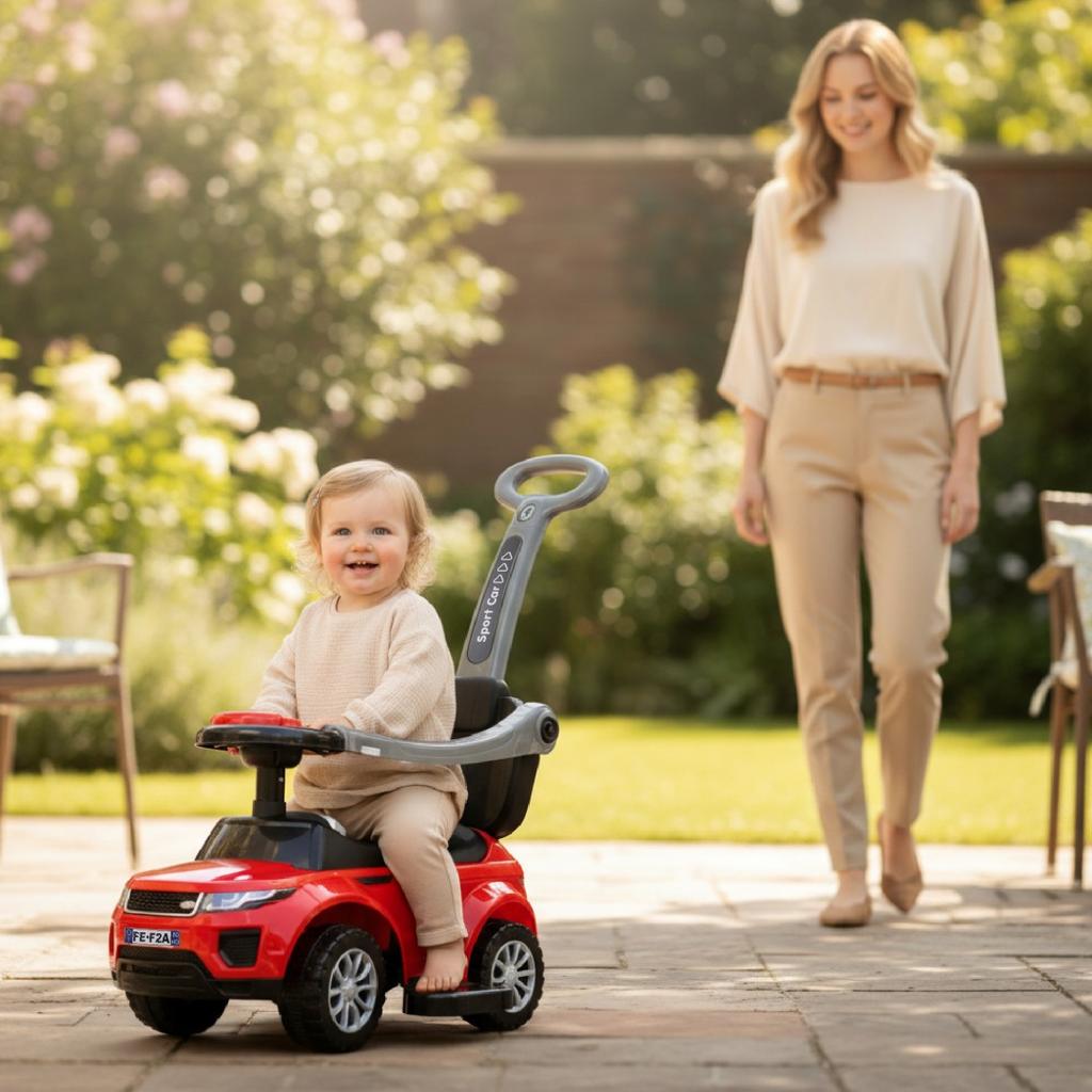 Jeździk Pchacz Chodzik Dla Dziecka Z Rączką I Obejmą Sport Car Czerwony
