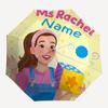 Custom Name Ms. Rachel Theme Automatic Umbrella, Lightweight & Portable, 8 Rib, Perfect for Outdoor Travel, Birthdays, Christmas, Gifts.