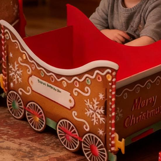 Christmas Presents Train Toy Santa Gift Boxes Express Gingerbread Classical Train Ornament Holiday Party Centerpieces Decoration Festival Gift