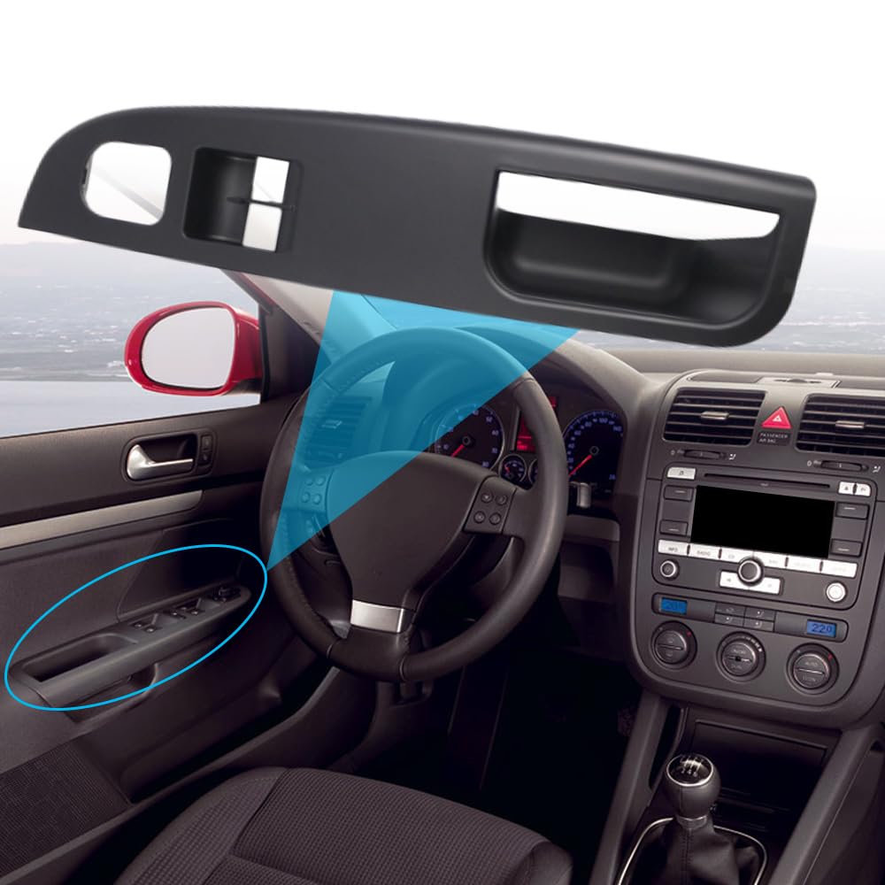Window Control Switch Cover, Driver Side Door Switch Panel Bezel Trim, Compatible with VW Golf GTI 2 Door 2006-2009