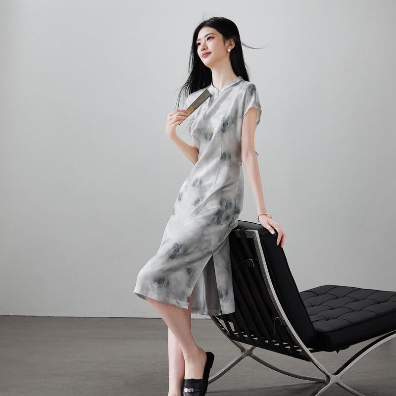 SOFSIL 100% Mulberry Silk New Chinese Style Ink Print Dress XL
