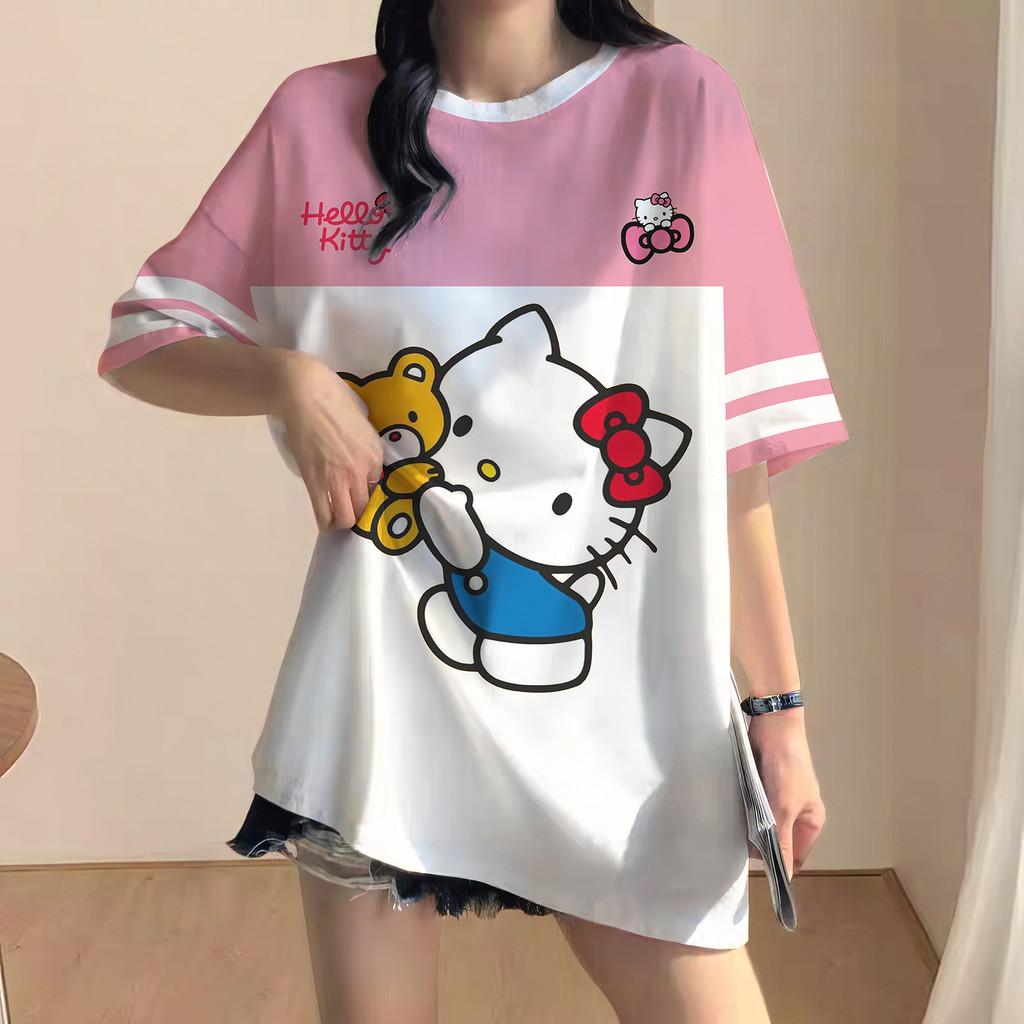 

Cute HELLO KITTY Oversize Unisex T-shirt Loose Football JERSEY Sports T-shirt Streetwear PINK XXS