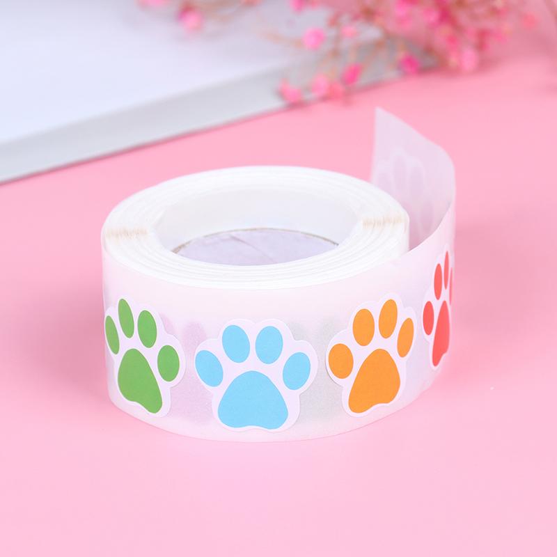 500Pcs Colorful Paw Print Stickers Dog Cat Paw Labels Stickers Reward Sticker