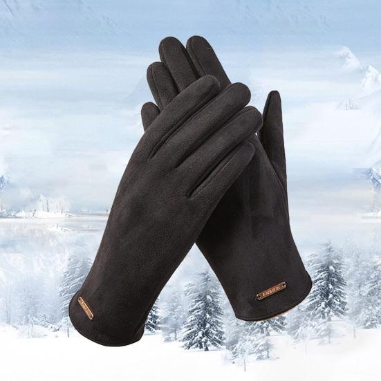 1 Pair Winter Padded Warm Gloves Solid Color Touch Screen Design Windproof Wear Resistant Riding Ski Gloves for Women