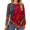 Womens Plus Size Tops Long Sleeve Shirts Round Neck Flowy Tunic Casual Loose Blouse L-5