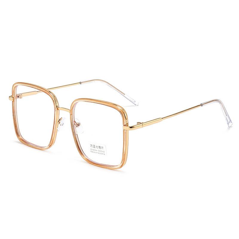 Summer Trendy Flat Glasses With Blue Light Protection And Metal Frame For Fashionable Men And Women