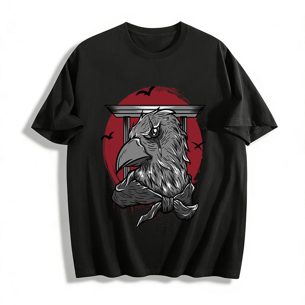 

Japanese God Eagle Print Trendy T-shirt Street Casual Top Pure cotton T-shirt XXS
