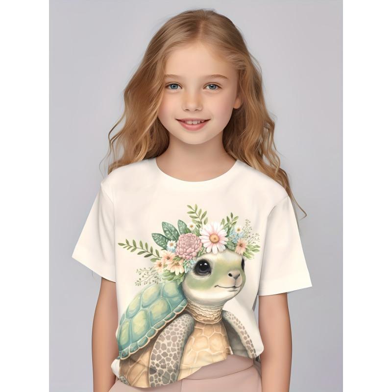 Children Clothing Girls Enchanting 3d Fairy Print Short Sleeve T Shirt Tops Comfortable Crew Neck Casual Tees Kids Girl Clothes