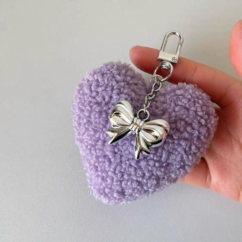 Lovely Backpack Decoration Bowknot Charm Jewelry Retro Heart Keychain  Women