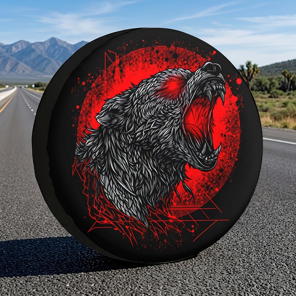 1pc, Red-Eyed Roaring Bear Pattern Universal 35.56-43.18 cm Car Tire Protective Film, Easy to Install, Suitable for Various Models, Outdoor Camping an