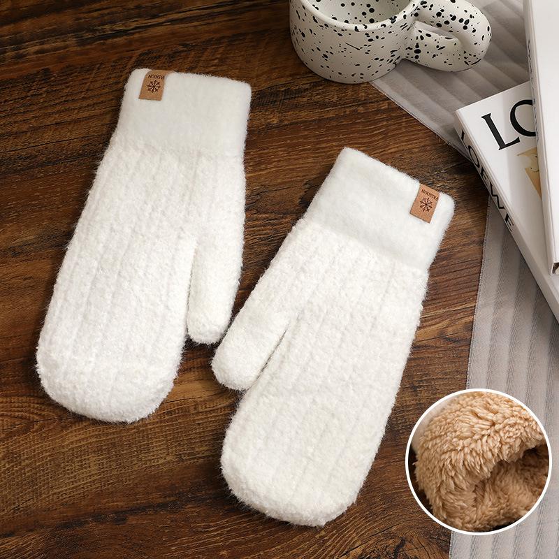 

Winter Women s Thick Knitted Gloves Winter Edition Anti Cold and Anti Freezing Gloves Autumn and Winter Women білий