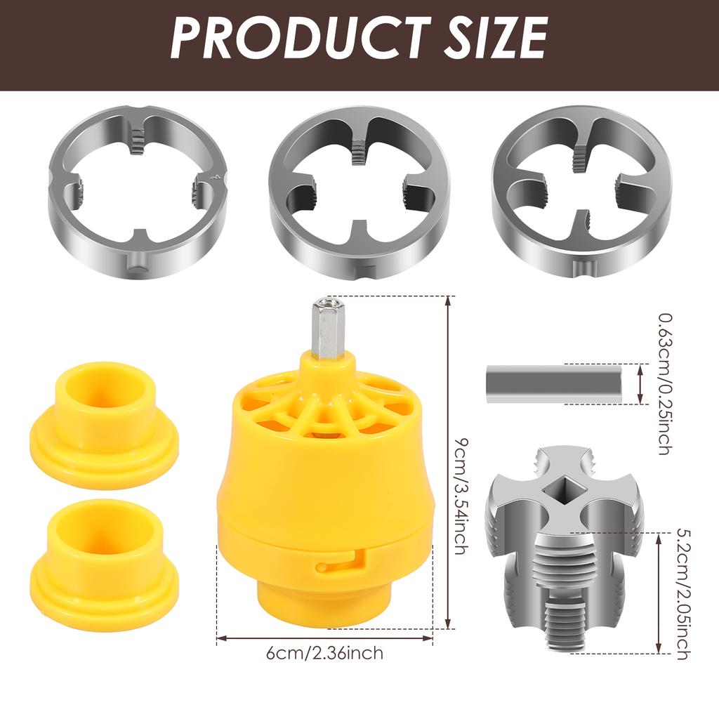 Pipe Threading Tool for Electric Drill PVC Thread Maker Tool with 3 Dies 1/2", 3/4", 1"Tap Die Set Water Pipe Threading Machine
