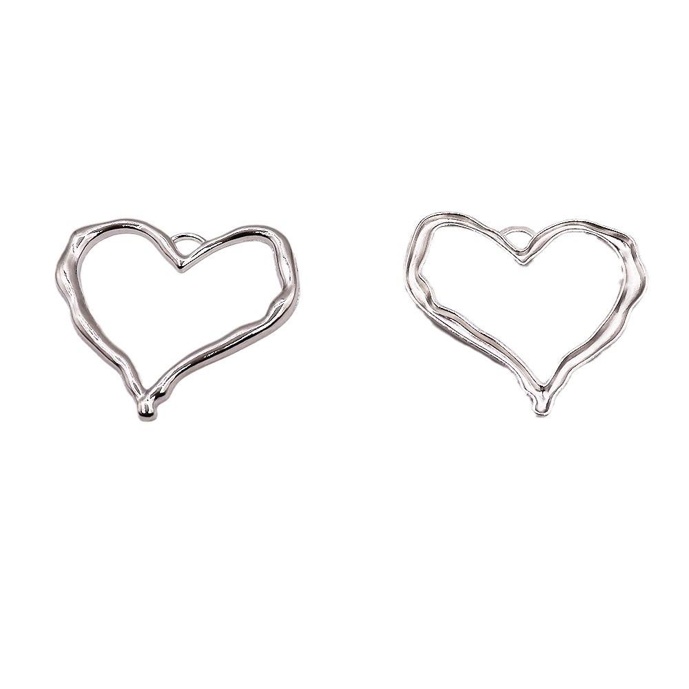 Cross-Border Love Pendant: Alloy Hollow Heart-Shaped DIY Jewelry and Earring Accessories