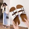 Slippers Women's Summer Trend Flip-flops Men's Cork Beach Korean Version Pinched Feet Couple Leather Cool Slippers