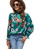 Azura Exchange Printed Smocked Mock Neck Blouse