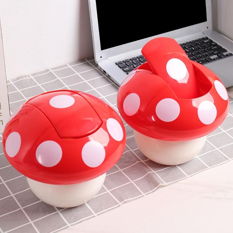 Lovely Mushroom Designs Waste Bin With Sealed Cover Sturdy ABS for Kitchen Kid Room