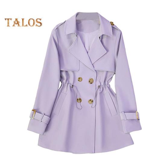 

Зимняя женская куртка с длинными рукавами, эластичным шнурком на талии, карманами, ветровка, двубортное пальто средней длины, ветрозащитное теплое пальто M светло-фиолетовый