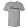 Michigan Wolverines Sunshine Script Canvas Triblend T Shirt - Athletic Grey