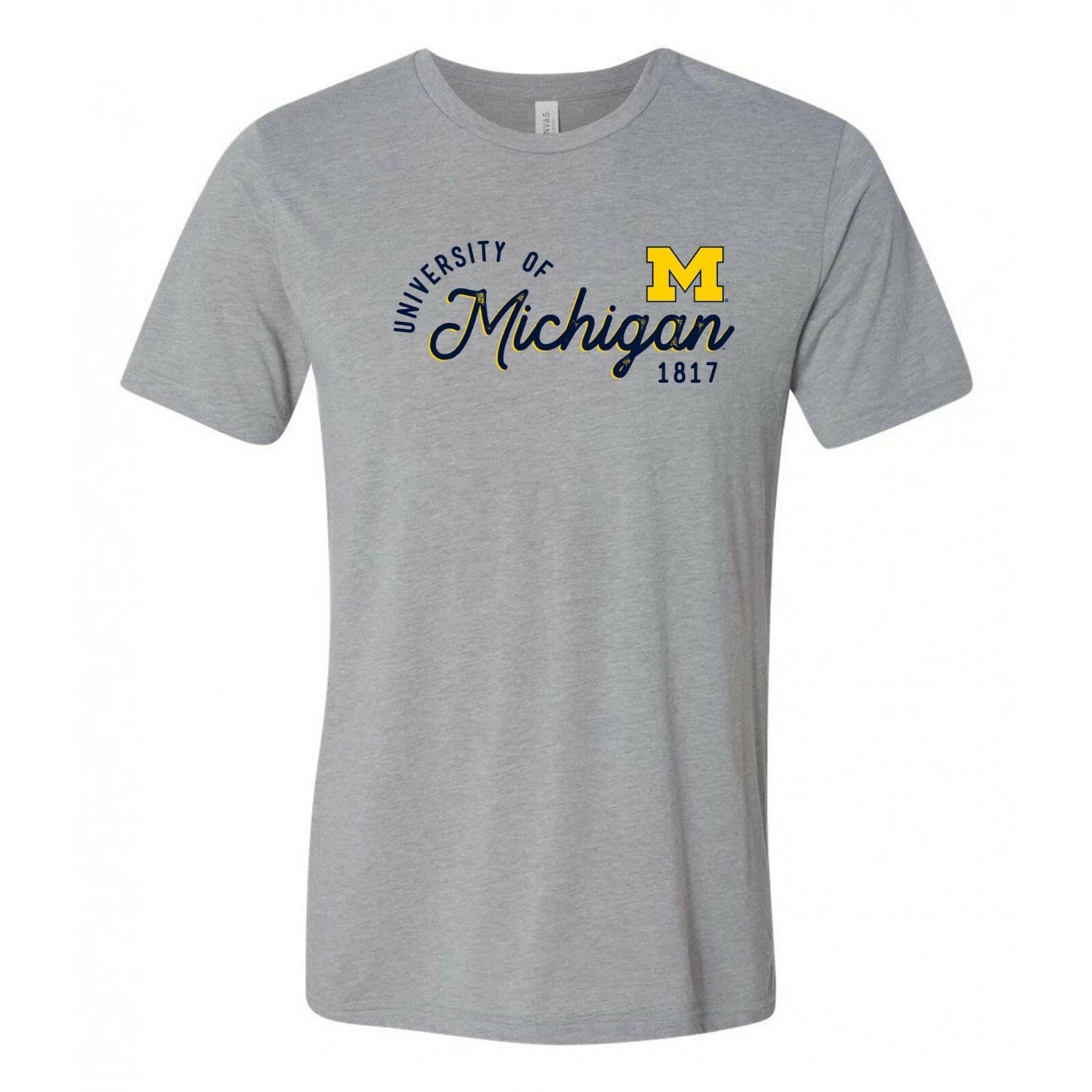 Michigan Wolverines Sunshine Script Canvas Triblend T Shirt - Athletic Grey XL