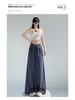 Women's Blue Plaid High-Waist Wide-Leg Summer Pants: New 2026 Fashion, Casual, Floor-Length Drape Design.