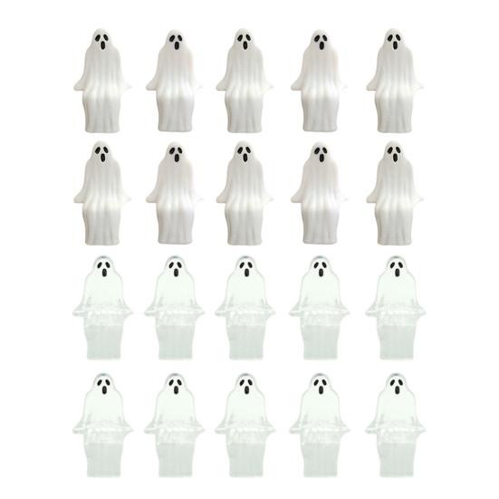 20 Pcs Mini Ghost Ornaments Sitting Ghost Miniatures Halloween Screaming or Smiling Ghost Decorations for Flower Pot Bookshelf Windowsill Edge