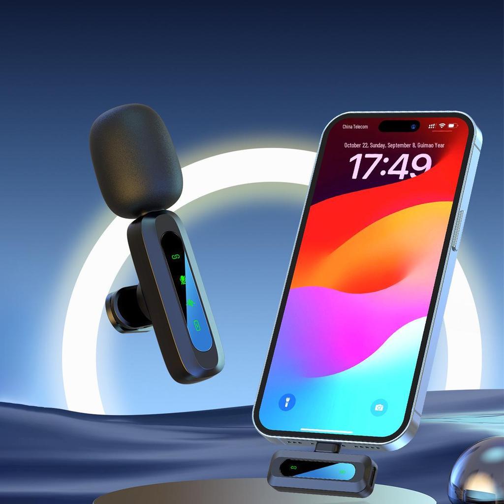 Microfon lavalieră wireless pentru streaming mobil în aer liber, interviuri și reducerea zgomotului