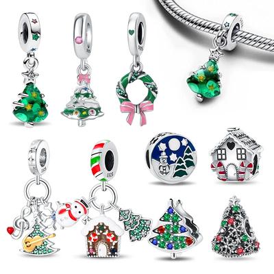 Copperchristmas Tree Beads Christmas Collection Charms For Making Beaded Bracelets Diy Fine Jewelry Gifts For Women