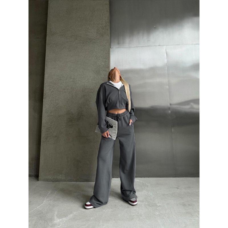 Zipper Hooded Sweatshirt and Pants Set Zipper Hooded Sweatshirt Pants Suit