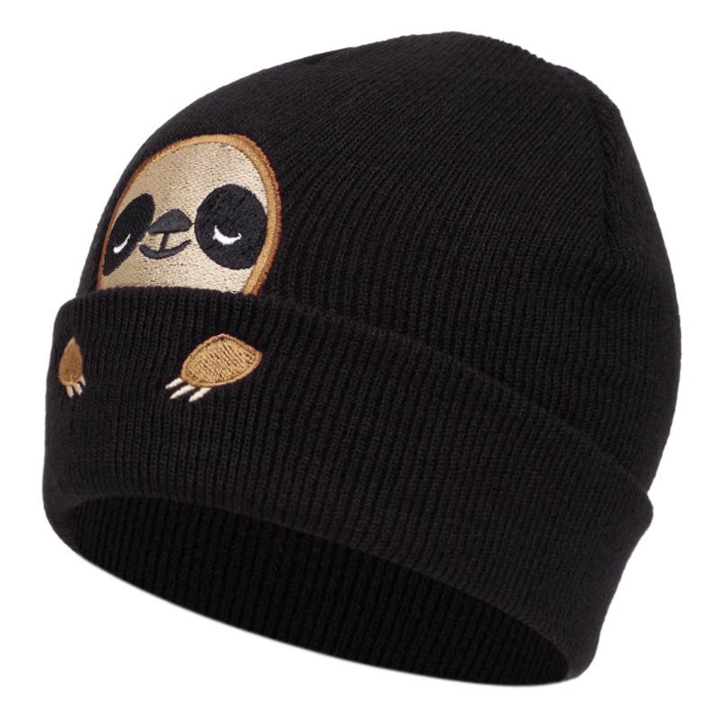 Cute Sloth Embroidered Knitted Hat Autumn And Winter Warm Men'S And Women'S Outdoor Adult Wool Hat