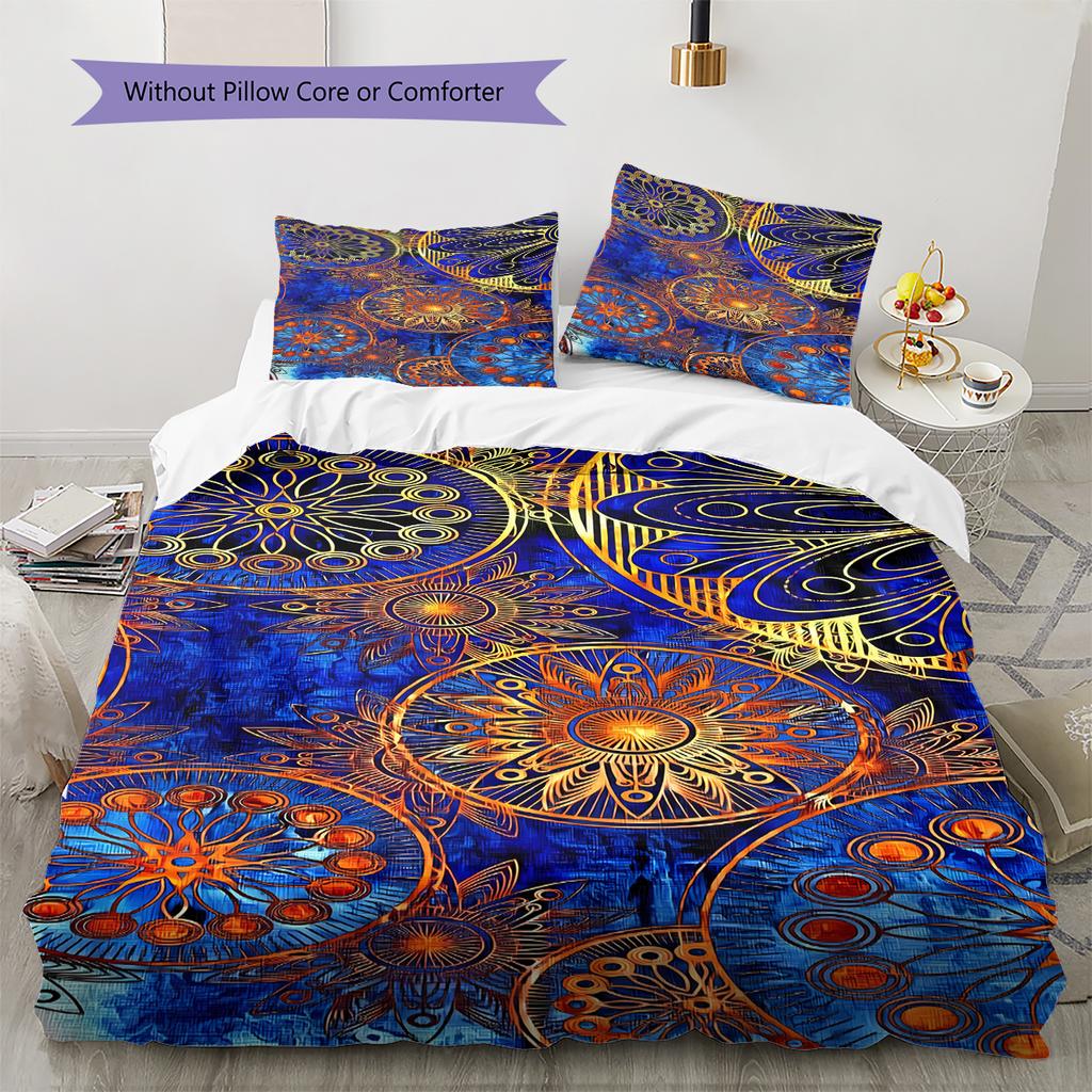 Mandala Pattern Bedding Quilt Set Quilt Cover Pillowcase Home Decoration Gift (1 * duvet cover + 2 * pillowcase, without core)