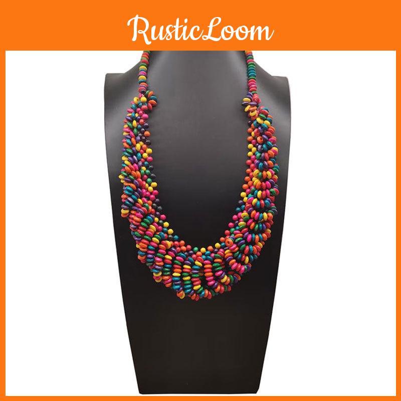 Creative Colored Wooden Bead Woven Necklace Neck Accessories For Women And Men