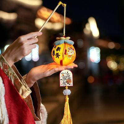 Cartoon Chinese Style Lantern Handmade Blessing Words Handheld Lantern with Tassel Spring Festival Lantern Living Room Decor