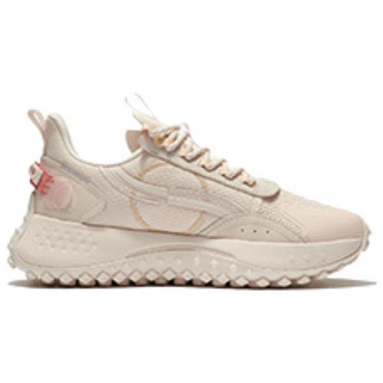 New LiNing CF Moon Shadow Cushioning Anti Slip And Wear Resistant Low Top Casual Shoes Women's Matte Ecru AGLR158-4