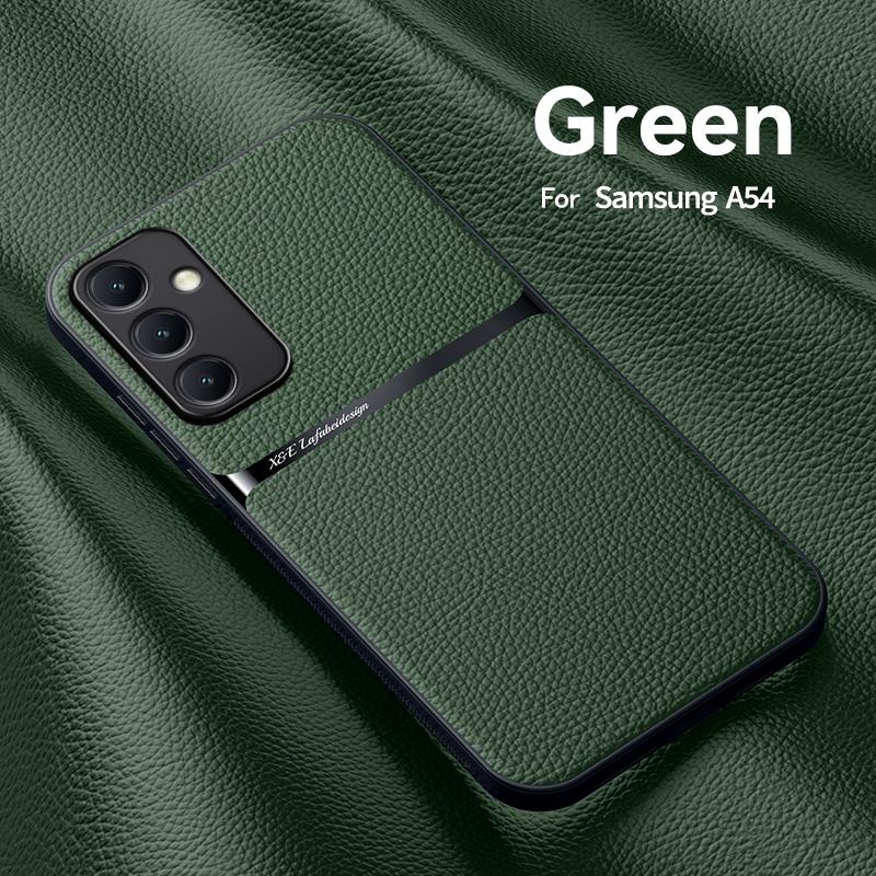 Capa de couro luxuosa com suporte magnético para carro para Samsung Galaxy A54 5G, capa traseira à prova de choque para Samsung A54 a54 A 54 5G