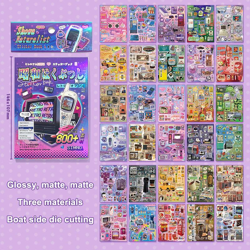 

30 Pages Y2K Retro Cute Cartoon Decorative Stickers Book Scrapbooking Phone Case Diy Journal Collage Material Sticker Gift