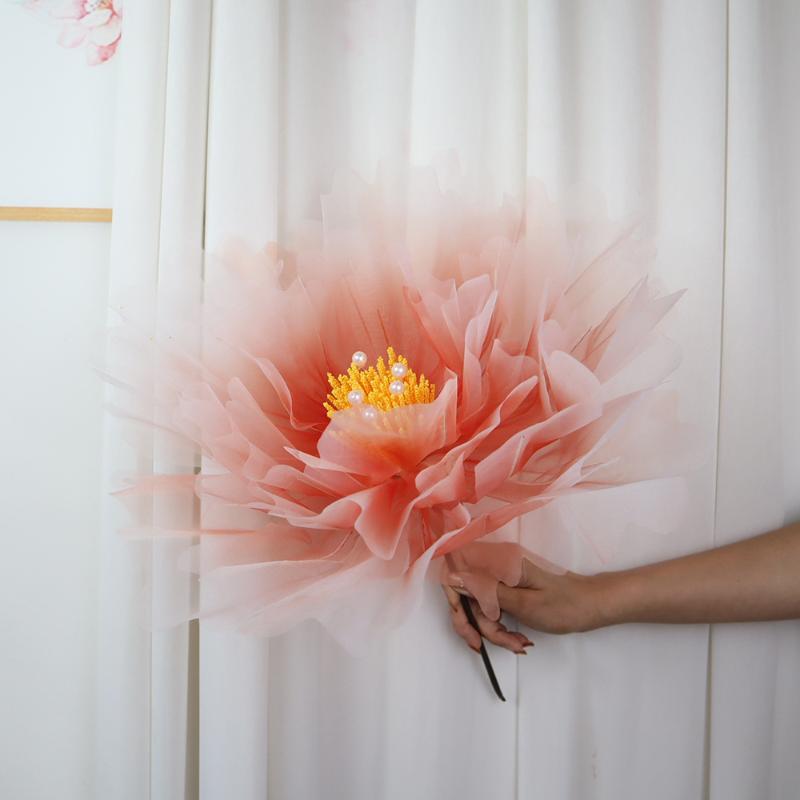 Giant Organza Artificial Flower Pearl Decor Lifelike Petals For Wedding Party Photo Shoots