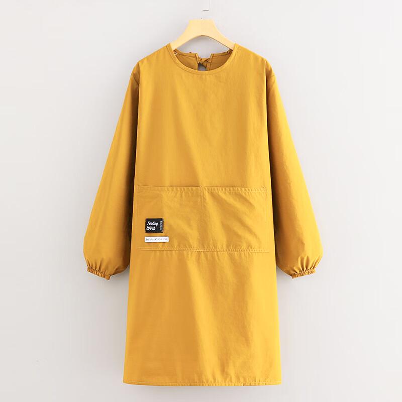 Unisex Pure Color Long-Sleeve Work Apron