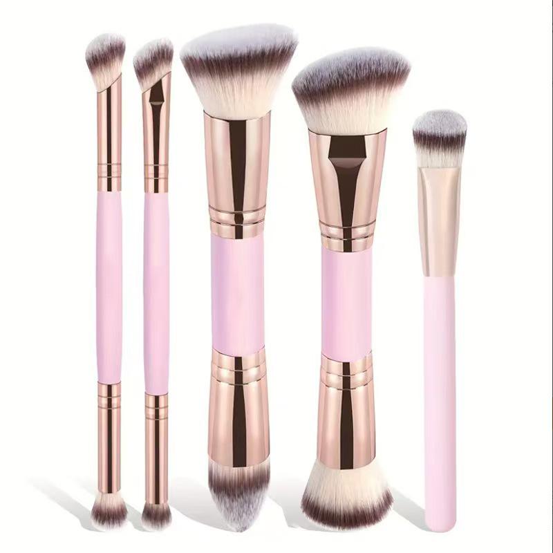 Dual-Ended Makeup Brush Set: Foundation, Blush, Powder Essentials