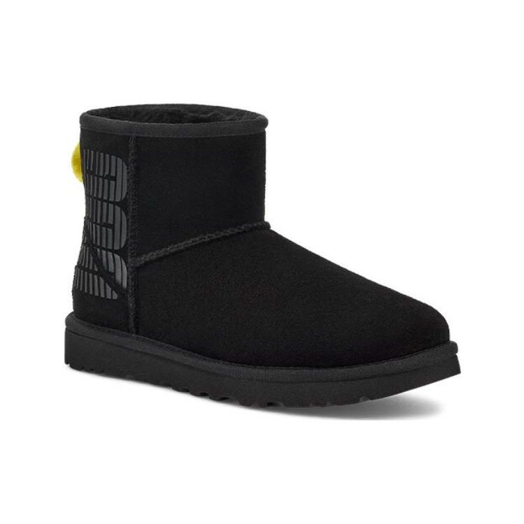 UGG Classic Mini Two-Layer Leather Warm Non-Slip Round Toe Short Snow Boots Women boots Black 1144057-BLK