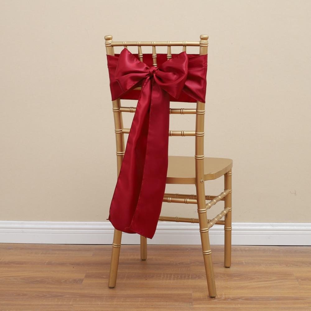 5pcs Vintage Bow Chair Cover 275cm Chair Back Ribbon Satin Wedding Chair Sashes  Baby Shower