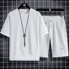 National Men's Summer Waffle Trend Casual Sports Set - Loose, Handsome Short Sleeve Clothing