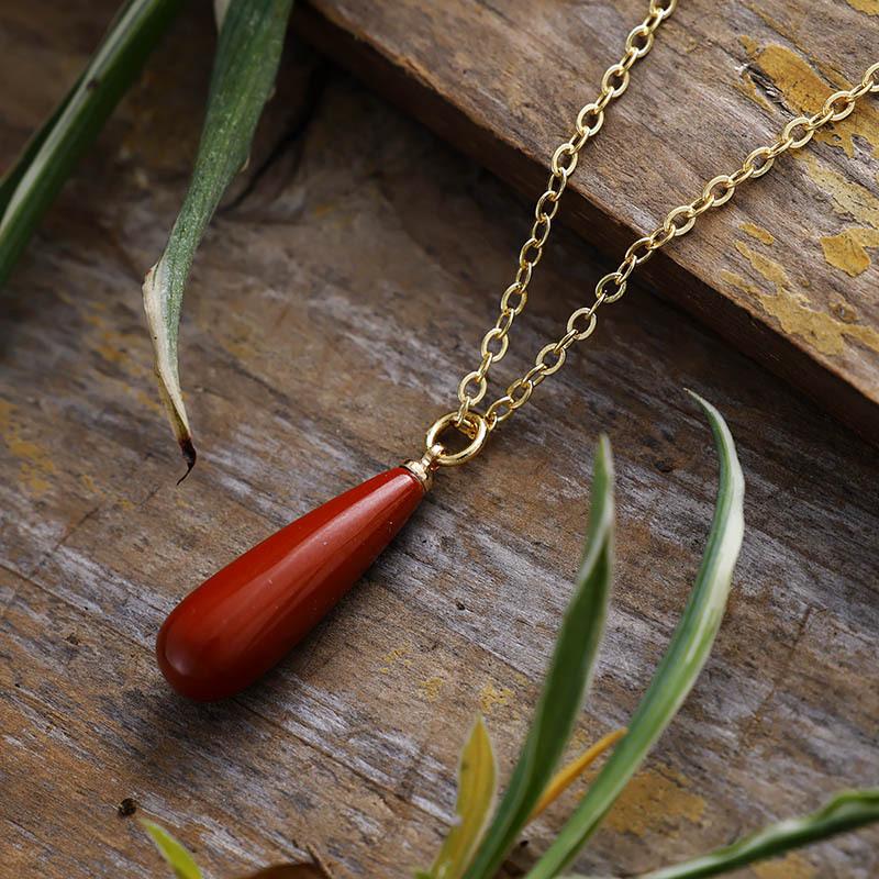 Luxury Simple European, American, Japanese and Korean Popular Jewelry Natural Crystal Water Drop French Plated 18K Gold Clavicle Pendant Necklace