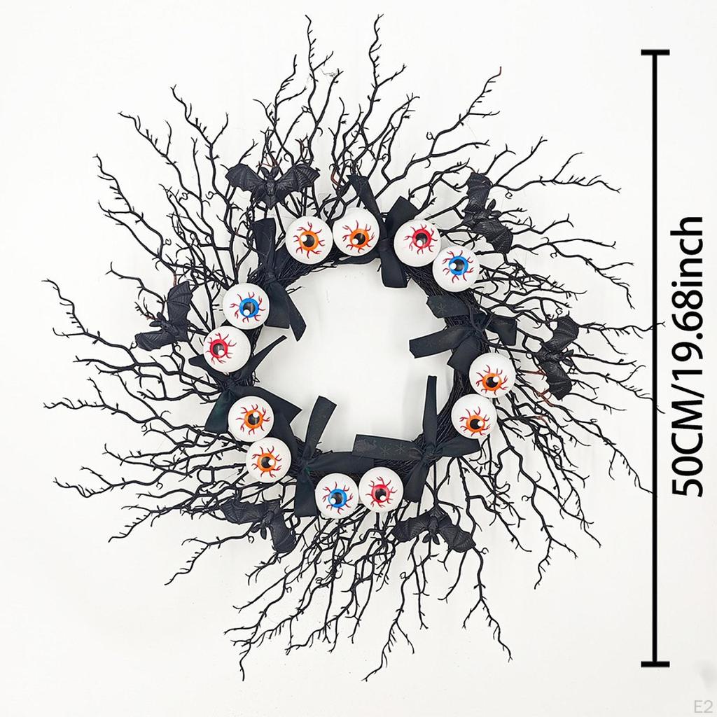 Halloween Spooky Eyeballs Door Wreath Round 20inch Party Supplies Ornament Hanging Garland for