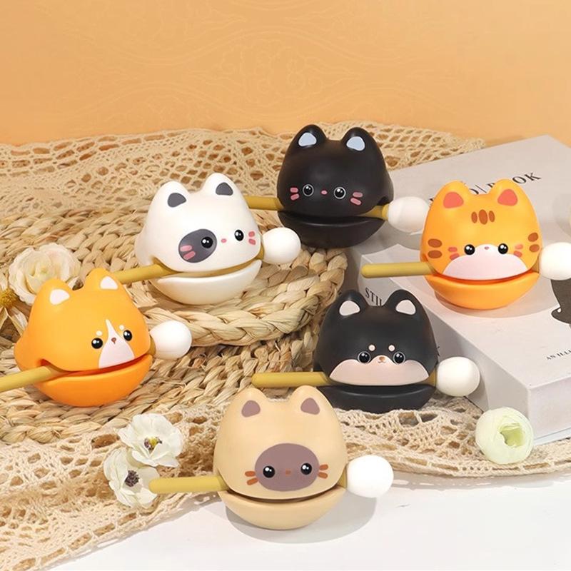 Wooden Fish Sound Percussion Instrument Ornament Lucky Wood Carving Ornament With Mallet Cat Shape Toy Random Blind Box