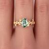 Real 925 Silver Cocktail Oval Shaped Moss Agate Rings Leaf Branch Ring For Woman Wedding Gifts High Quantity Jewelry