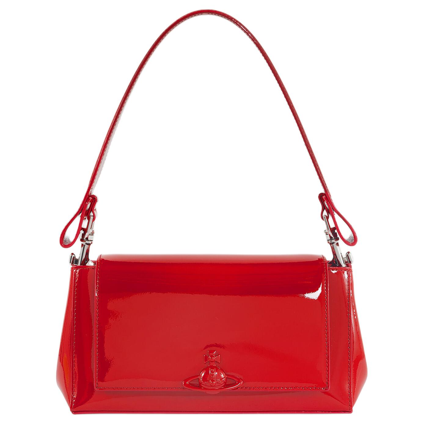 

Vivienne Westwood Saturn Logo Magnetic Closure Leather Tote Shoulder Bag Medium Women bags Red 46020004WL001ORED Basic Set (Bag+Dust Bag)