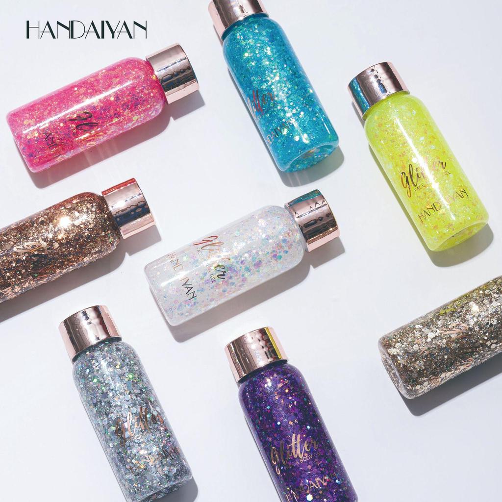 HANDAIYAN Chunky Glitter Face and Body Gel Set, Holographic Liquid Sequin Shimmer Eyeshadow, Sparkle Festival Hair Makeup for Stage Rave Party