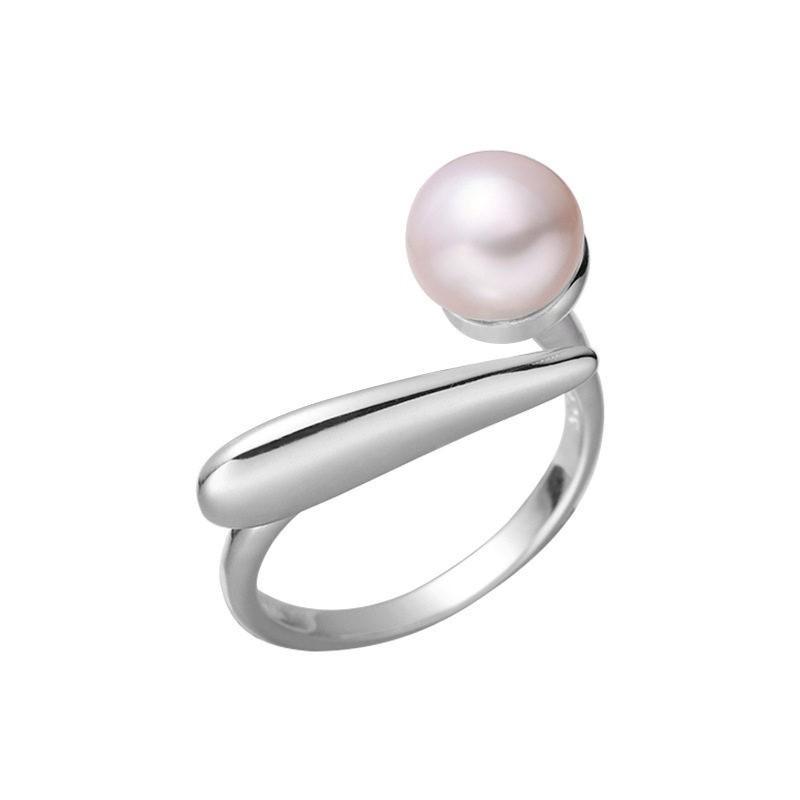 Panjbj Copper Shell Pearl Ring For Women Irregular Sweet Romantic Office Jewelry Birthday Gift Dropship