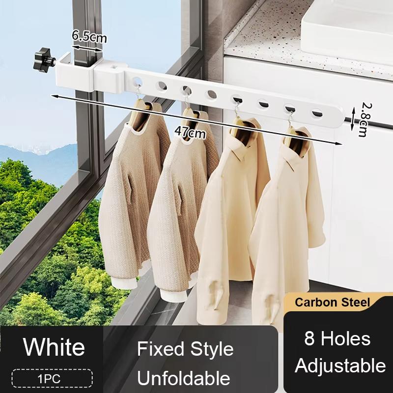 Adjustable Window Frame Drying Rack Wall Mounted Clothes Hanger For Outdoor Bathroom SpaceSaving Aluminum Clothes Organization